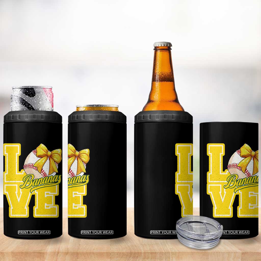 Vintage Banana Coquette Bow 4 in 1 Can Cooler Tumbler LOVE Baseball Fan Sport Lover TS02 Print Your Wear