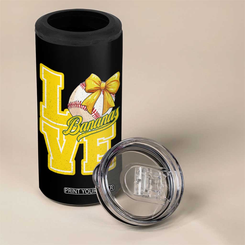 Vintage Banana Coquette Bow 4 in 1 Can Cooler Tumbler LOVE Baseball Fan Sport Lover TS02 Print Your Wear