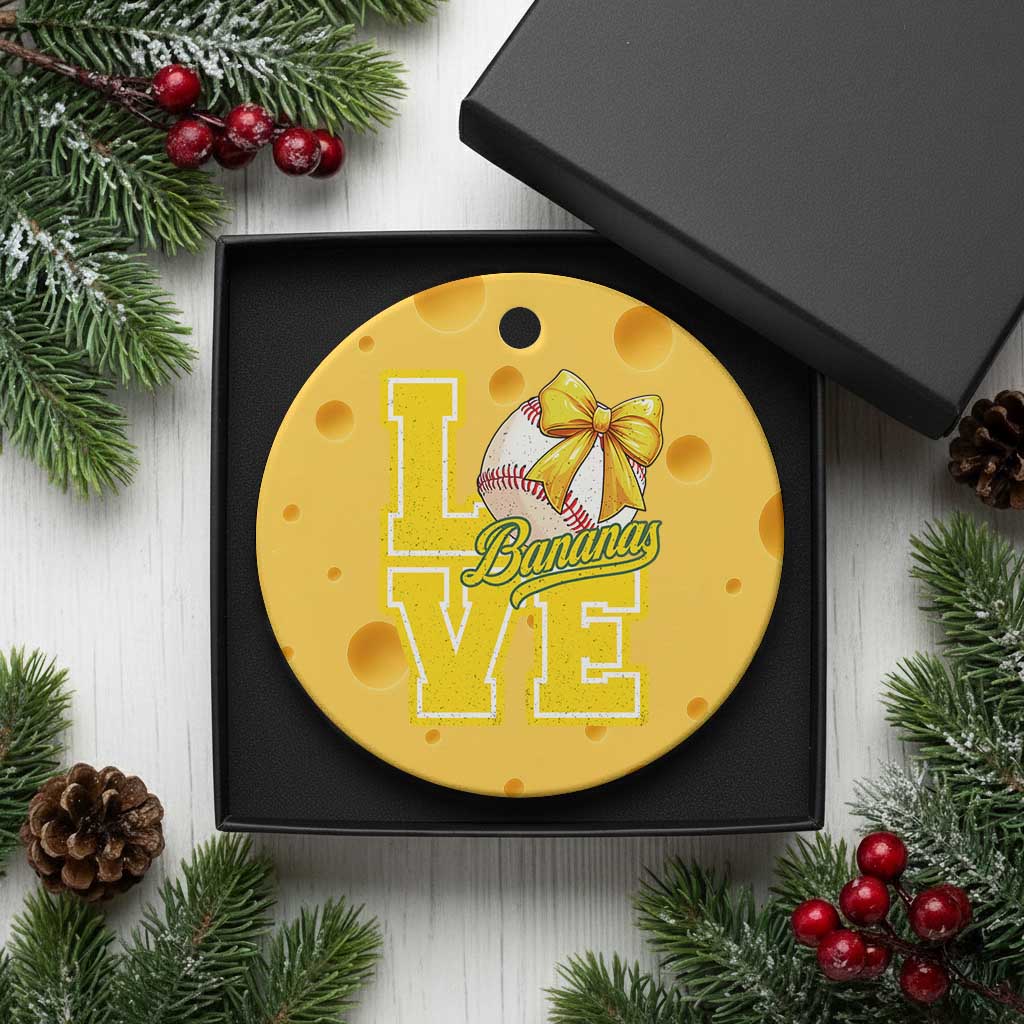Vintage Banana Coquette Bow Ceramic Ornament LOVE Baseball Fan Sport Lover TS02 1pc Yellow Cheese Print Your Wear