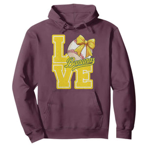 Vintage Banana Coquette Bow Hoodie LOVE Baseball Fan Sport Lover TS02 Maroon Print Your Wear