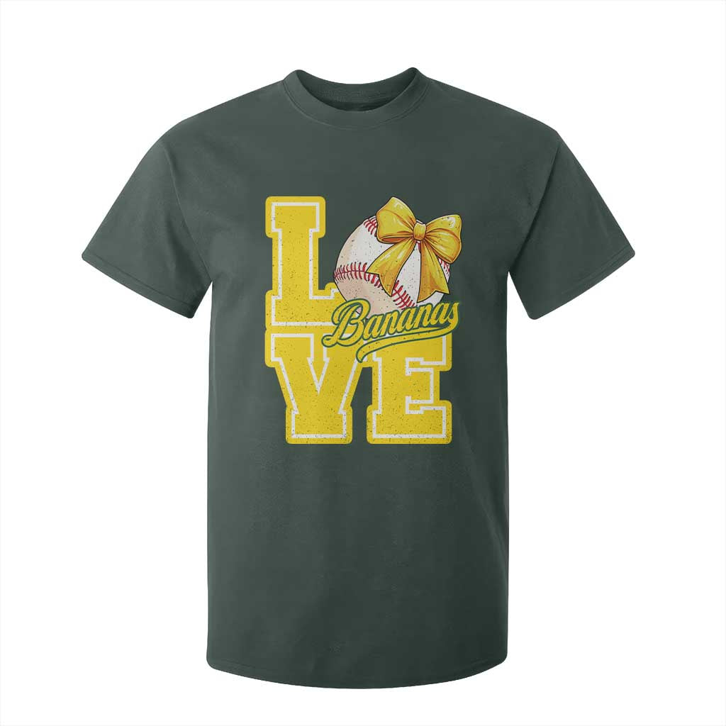 Vintage Banana Coquette Bow T Shirt For Kid LOVE Baseball Fan Sport Lover TS02 Dark Forest Green Print Your Wear