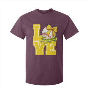 Vintage Banana Coquette Bow T Shirt For Kid LOVE Baseball Fan Sport Lover TS02 Maroon Print Your Wear