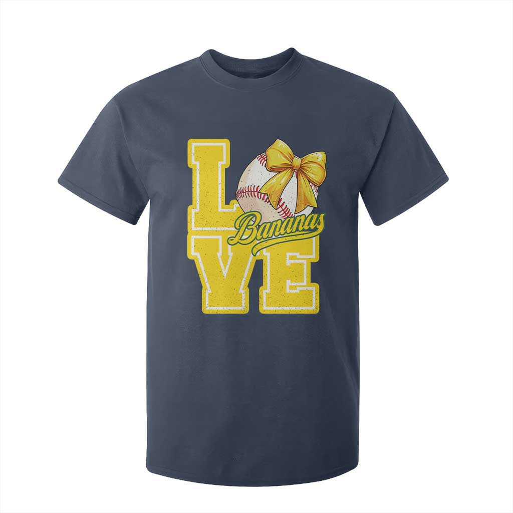Vintage Banana Coquette Bow T Shirt For Kid LOVE Baseball Fan Sport Lover TS02 Navy Print Your Wear
