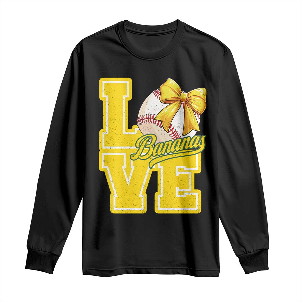 Vintage Banana Coquette Bow Long Sleeve Shirt LOVE Baseball Fan Sport Lover TS02 Black Print Your Wear