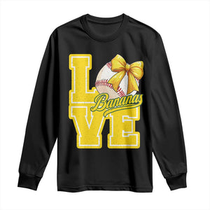 Vintage Banana Coquette Bow Long Sleeve Shirt LOVE Baseball Fan Sport Lover TS02 Black Print Your Wear