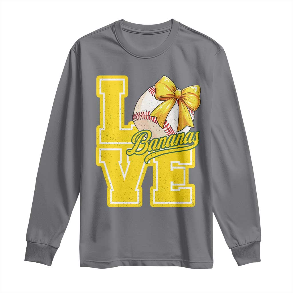 Vintage Banana Coquette Bow Long Sleeve Shirt LOVE Baseball Fan Sport Lover TS02 Charcoal Print Your Wear