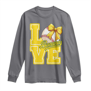 Vintage Banana Coquette Bow Long Sleeve Shirt LOVE Baseball Fan Sport Lover TS02 Charcoal Print Your Wear