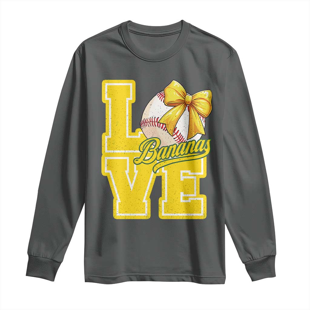Vintage Banana Coquette Bow Long Sleeve Shirt LOVE Baseball Fan Sport Lover TS02 Dark Heather Print Your Wear