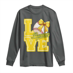 Vintage Banana Coquette Bow Long Sleeve Shirt LOVE Baseball Fan Sport Lover TS02 Dark Heather Print Your Wear