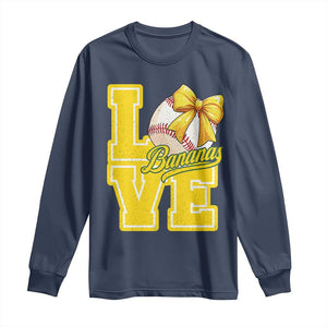 Vintage Banana Coquette Bow Long Sleeve Shirt LOVE Baseball Fan Sport Lover TS02 Navy Print Your Wear