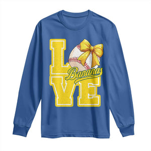Vintage Banana Coquette Bow Long Sleeve Shirt LOVE Baseball Fan Sport Lover TS02 Royal Blue Print Your Wear