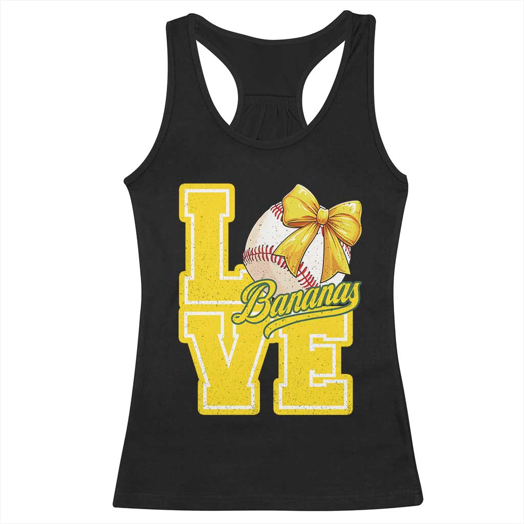 Vintage Banana Coquette Bow Racerback Tank Top LOVE Baseball Fan Sport Lover TS02 Black Print Your Wear