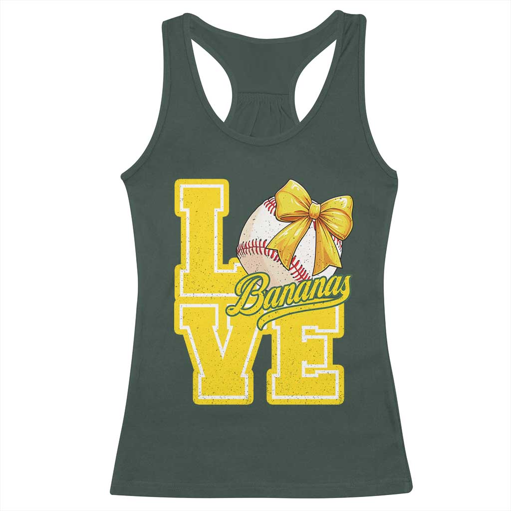 Vintage Banana Coquette Bow Racerback Tank Top LOVE Baseball Fan Sport Lover TS02 Dark Forest Green Print Your Wear