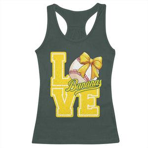 Vintage Banana Coquette Bow Racerback Tank Top LOVE Baseball Fan Sport Lover TS02 Dark Forest Green Print Your Wear