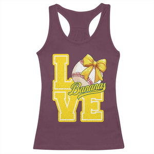 Vintage Banana Coquette Bow Racerback Tank Top LOVE Baseball Fan Sport Lover TS02 Maroon Print Your Wear