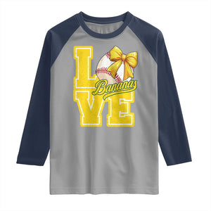 Vintage Banana Coquette Bow Raglan Shirt LOVE Baseball Fan Sport Lover TS02 Sport Gray Navy Print Your Wear