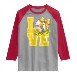 Vintage Banana Coquette Bow Raglan Shirt LOVE Baseball Fan Sport Lover TS02 Sport Gray Red Print Your Wear