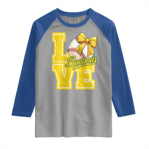 Vintage Banana Coquette Bow Raglan Shirt LOVE Baseball Fan Sport Lover TS02 Sport Gray Royal Print Your Wear