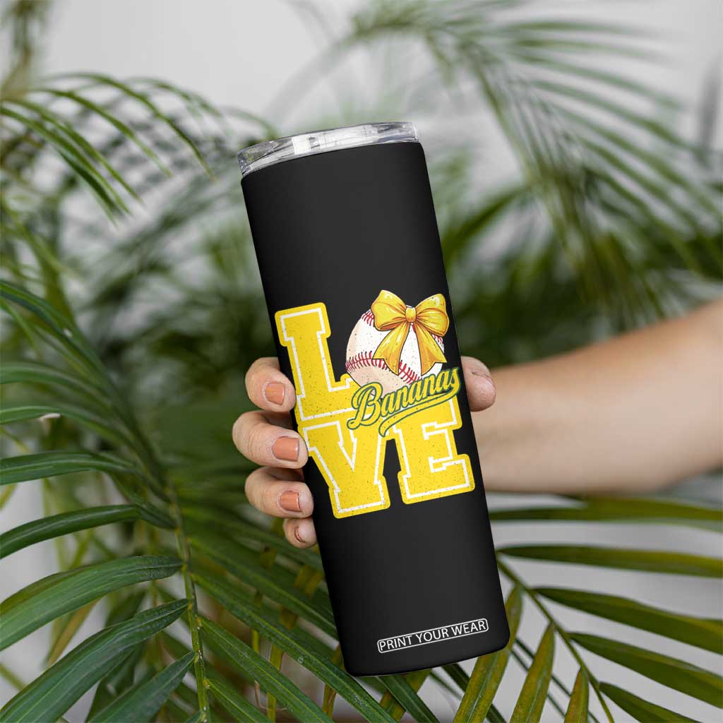 Vintage Banana Coquette Bow Skinny Tumbler LOVE Baseball Fan Sport Lover TS02 Print Your Wear