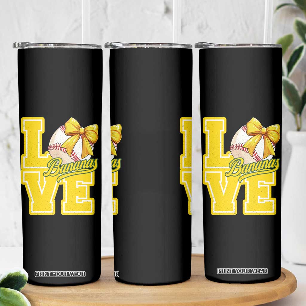 Vintage Banana Coquette Bow Skinny Tumbler LOVE Baseball Fan Sport Lover TS02 Print Your Wear