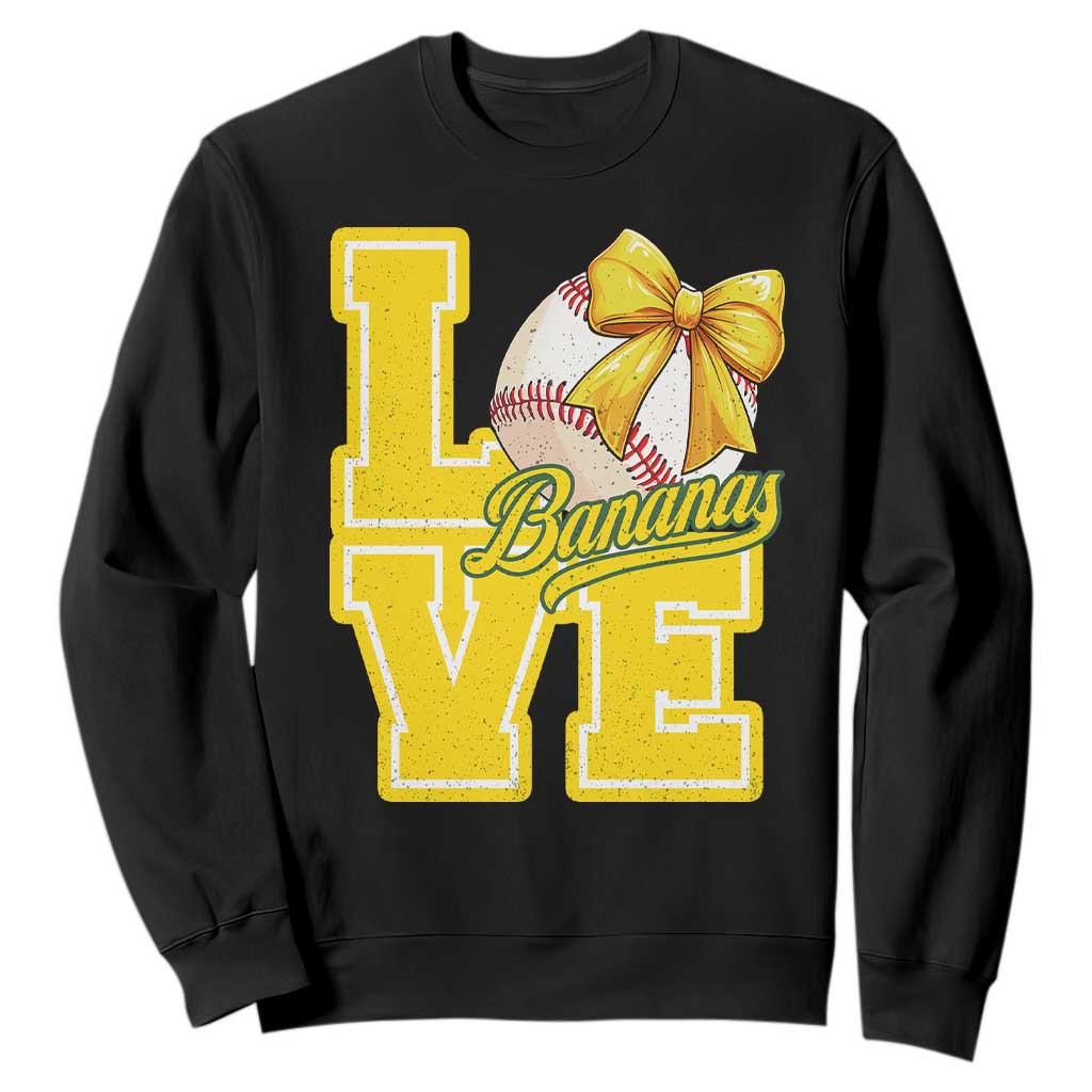 Vintage Banana Coquette Bow Sweatshirt LOVE Baseball Fan Sport Lover TS02 Black Print Your Wear