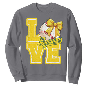 Vintage Banana Coquette Bow Sweatshirt LOVE Baseball Fan Sport Lover TS02 Charcoal Print Your Wear