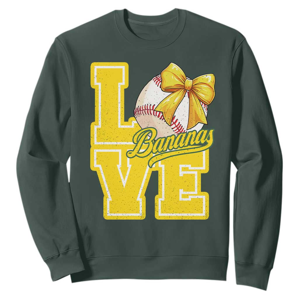 Vintage Banana Coquette Bow Sweatshirt LOVE Baseball Fan Sport Lover TS02 Dark Forest Green Print Your Wear