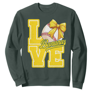 Vintage Banana Coquette Bow Sweatshirt LOVE Baseball Fan Sport Lover TS02 Dark Forest Green Print Your Wear