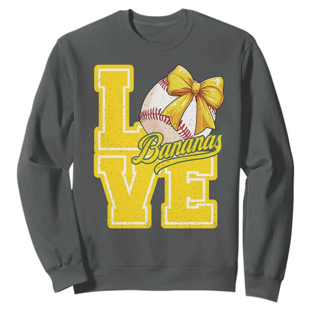 Vintage Banana Coquette Bow Sweatshirt LOVE Baseball Fan Sport Lover TS02 Dark Heather Print Your Wear