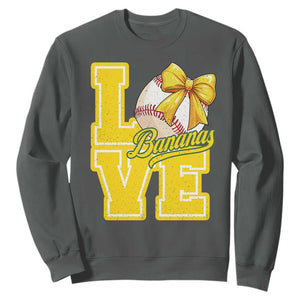 Vintage Banana Coquette Bow Sweatshirt LOVE Baseball Fan Sport Lover TS02 Dark Heather Print Your Wear