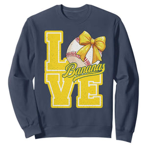 Vintage Banana Coquette Bow Sweatshirt LOVE Baseball Fan Sport Lover TS02 Navy Print Your Wear