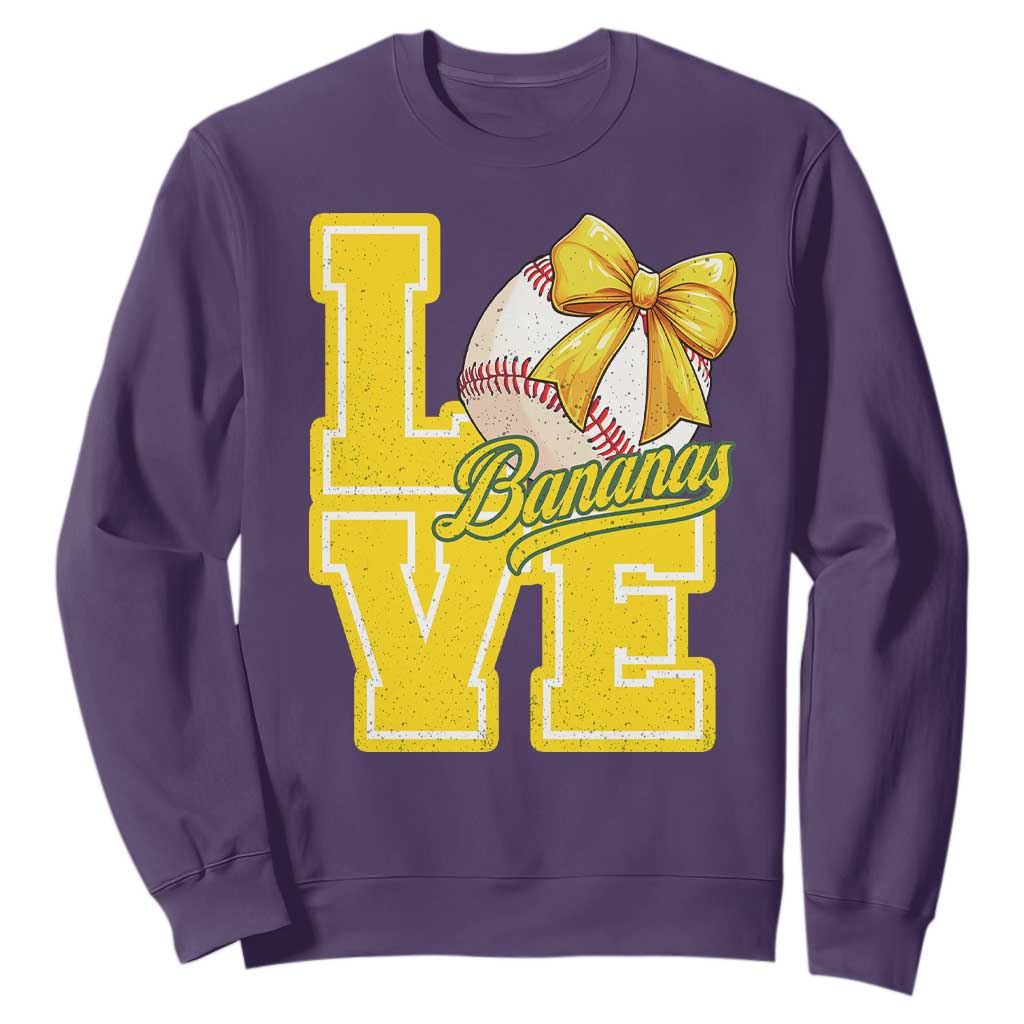 Vintage Banana Coquette Bow Sweatshirt LOVE Baseball Fan Sport Lover TS02 Purple Print Your Wear