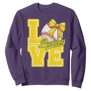 Vintage Banana Coquette Bow Sweatshirt LOVE Baseball Fan Sport Lover TS02 Purple Print Your Wear