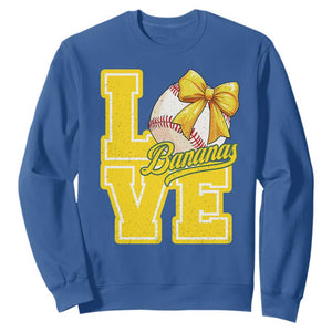 Vintage Banana Coquette Bow Sweatshirt LOVE Baseball Fan Sport Lover TS02 Royal Blue Print Your Wear