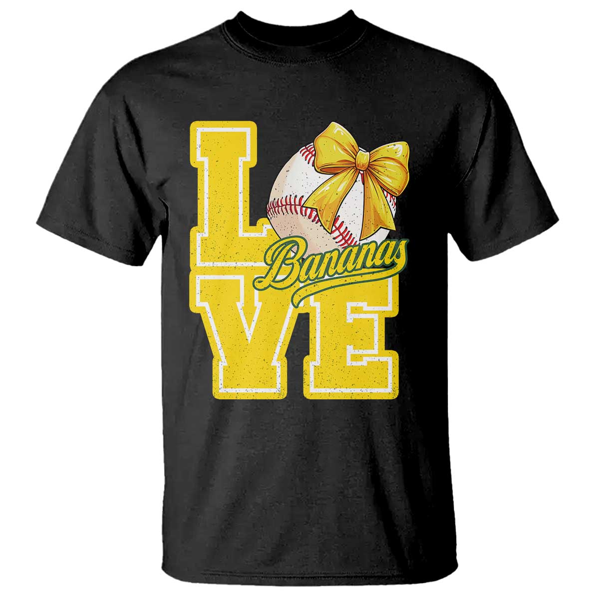 Vintage Banana Coquette Bow T Shirt LOVE Baseball Fan Sport Lover TS02 Black Print Your Wear