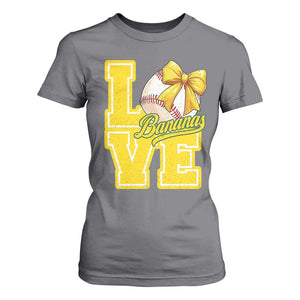 Vintage Banana Coquette Bow T Shirt For Women LOVE Baseball Fan Sport Lover TS02 Charcoal Print Your Wear