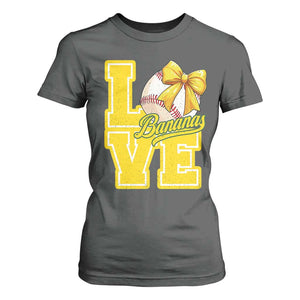 Vintage Banana Coquette Bow T Shirt For Women LOVE Baseball Fan Sport Lover TS02 Dark Heather Print Your Wear