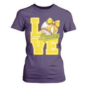 Vintage Banana Coquette Bow T Shirt For Women LOVE Baseball Fan Sport Lover TS02 Purple Print Your Wear