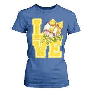 Vintage Banana Coquette Bow T Shirt For Women LOVE Baseball Fan Sport Lover TS02 Royal Blue Print Your Wear