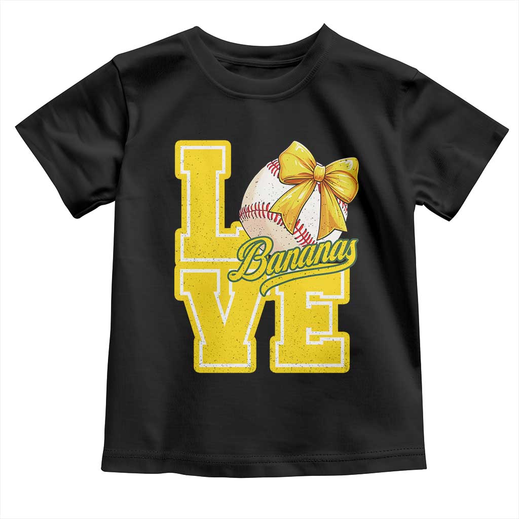 Vintage Banana Coquette Bow Toddler T Shirt LOVE Baseball Fan Sport Lover TS02 Black Print Your Wear