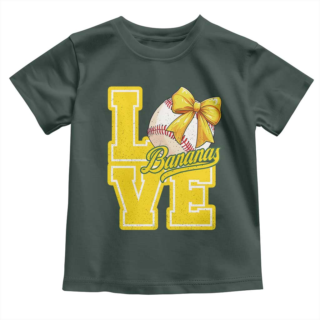 Vintage Banana Coquette Bow Toddler T Shirt LOVE Baseball Fan Sport Lover TS02 Dark Forest Green Print Your Wear