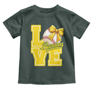 Vintage Banana Coquette Bow Toddler T Shirt LOVE Baseball Fan Sport Lover TS02 Dark Forest Green Print Your Wear