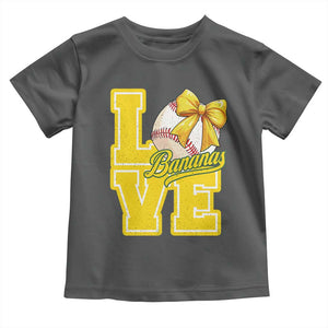 Vintage Banana Coquette Bow Toddler T Shirt LOVE Baseball Fan Sport Lover TS02 Dark Heather Print Your Wear