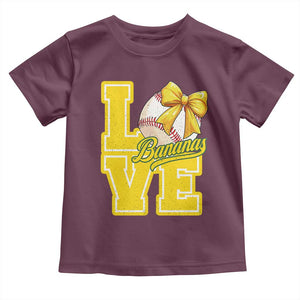 Vintage Banana Coquette Bow Toddler T Shirt LOVE Baseball Fan Sport Lover TS02 Maroon Print Your Wear