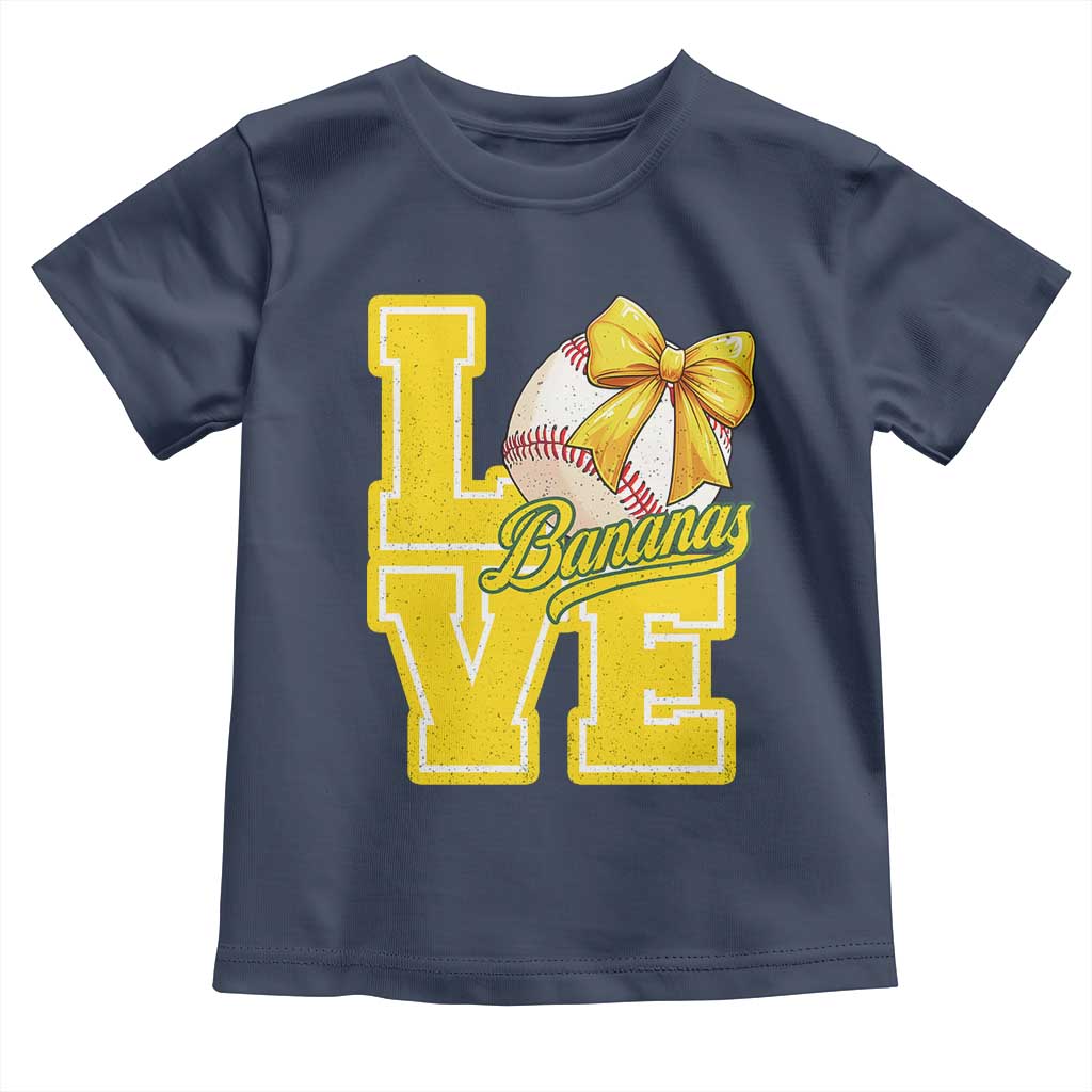 Vintage Banana Coquette Bow Toddler T Shirt LOVE Baseball Fan Sport Lover TS02 Navy Print Your Wear
