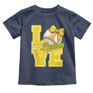 Vintage Banana Coquette Bow Toddler T Shirt LOVE Baseball Fan Sport Lover TS02 Navy Print Your Wear
