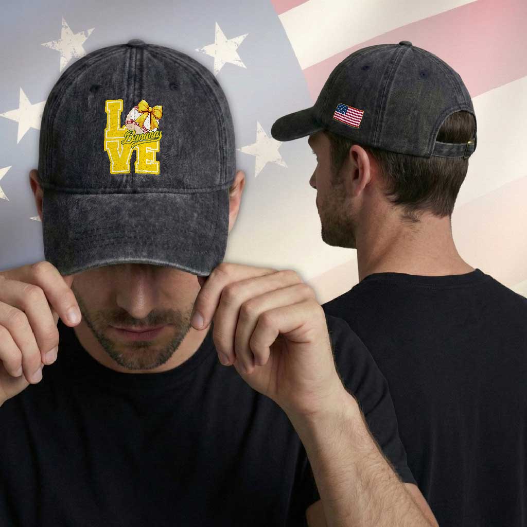 Vintage Banana Coquette Bow Washed Cotton Baseball Cap LOVE Baseball Fan Sport Lover TS02 Print Your Wear