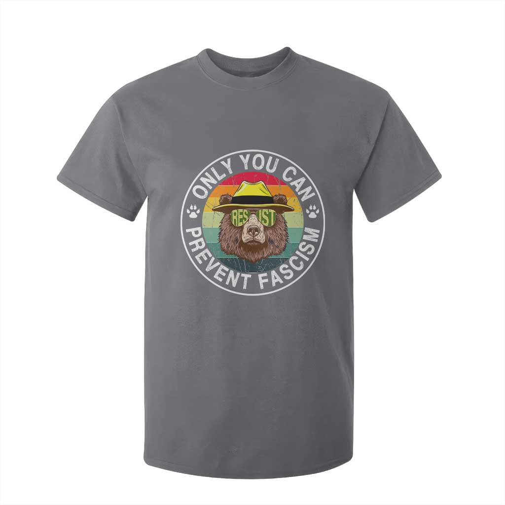 Only You Can Prevent Fascism T Shirt For Kid Protect National Parks Bear Resist TS02 Charcoal Print Your Wear