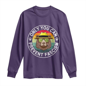 Only You Can Prevent Fascism Long Sleeve Shirt Protect National Parks Bear Resist TS02 Purple Print Your Wear