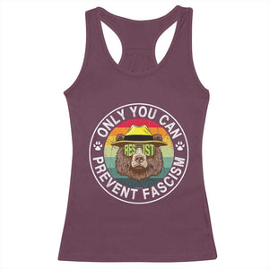 Only You Can Prevent Fascism Racerback Tank Top Protect National Parks Bear Resist TS02 Maroon Print Your Wear